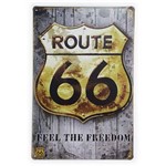 Placa de Metal Route 66 Feel The Freedom - 30 X 20 Cm