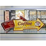 Placa Decorativa de Ferro Coffee Open Amarela - 57667