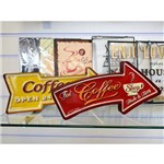 Placa Decorativa de Ferro Coffee Shop Vermelha - 57700