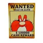 Placa Decorativa de Metal Recortada Eufrazino Yosemite Procurado Looney Tunes