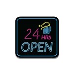 Placa Decorativa - Neon Open 24hrs - Vintro Decor - 24x23cm