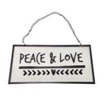 Placa Decorativa Peace & Love Vidro 10 Cm X 20 Cm