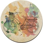 Placa Decorativa Redonda - Bicicleta Aquarela 29x29cm - Cia Laser