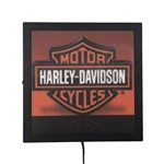 Placa Luminária Decorativa Led Harley Luxe Vermelho 30x30x5