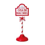 Placa Natalina "bem Vindo a Casa do Papai Noel" 47x17cm