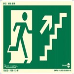 Placa SINALIZAÇÃO Rota de Fuga Escada Sub. Dir. Fotolum. (25X15)