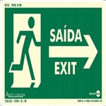 Placa SINALIZAÇÃO Saida/Exit Seta/Dir Fotolum. (25X15)