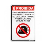 Placa Sinalizadora em Poliestireno "Proibido Uso de Capacete" - Sinalize