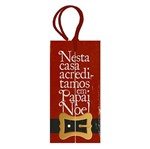 Placa TAG MDF Decorativa Natal Litoarte DHTN-010 14,3x7cm Roupa Papai Noel