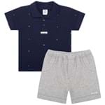 Polo C/ Shorts para Bebê em Suedine Náutico - Piu Blu