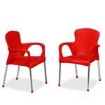 Poltrona / Cadeira Varanda Churrasco Decorativa Vermelha