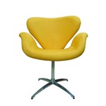 Poltrona Giratória Decorativa Mix Cadeira Tecido Amarelo