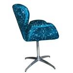 Poltrona Giratória Mix Cadeira Tecido Jacquard Azul Floral