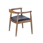Poltrona Madeira Carvalho Escuro Americana Vintage The Chair Encosto Acento Couro Estofado Flat Trendhouse