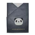 Porta Certidão de Nascimento Little Panda Porta Certidão de Nascimento Little Panda Chumbo Liso Detalhes Cinza Claro