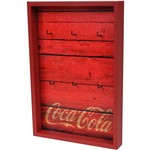 Porta-Chaves Coca-Cola Madeira Wood Style Vermelho Urban - (32x22x4,5cm)