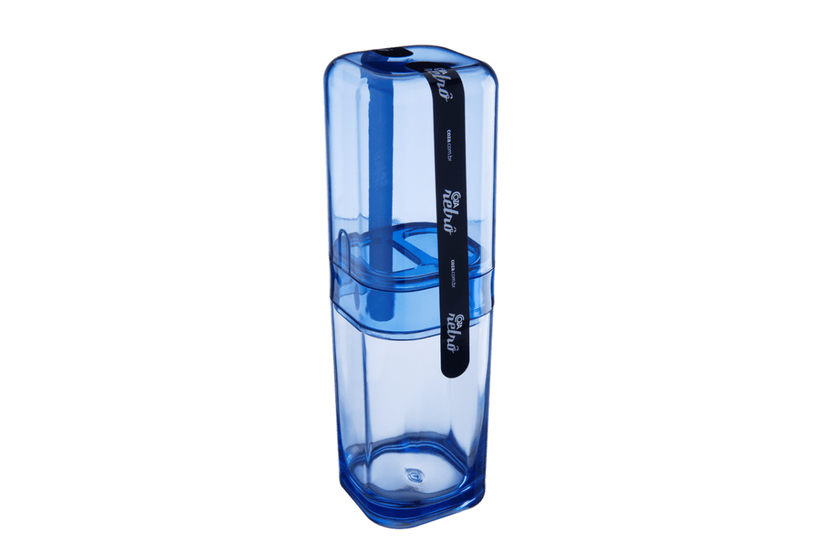 Porta-Escova com Tampa - Splash 6,5 X 6,5 X 22,5 Cm Azul Coza