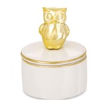 Porta Joias de Cerâmica Branca-Dourada Owl 8952 Mart