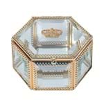 Porta Jóias Dourado Hexagonal Crown 11x6cm