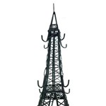 Porta Jóias Torre Eiffel em Metal com 8 Ganchos - 42x15 Cm