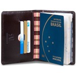 Porta Passaporte Documento Cartão Couro Artlux 400 Marrom