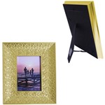 Porta Retrato 10x15 Amassado Folhas com Moldura de Plastico Dourado