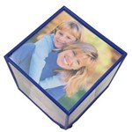Porta Retrato Cubo Giratório Azul para 6 Fotos 10x10