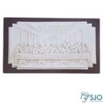 Porta-Retrato de Madeira Pergaminho Branco com Fundo Santa Ceia - Modelo 2 - 14 Cm | SJO Artigos Religiosos