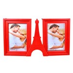Porta Retrato Duplo Vertical Paris Vermelho 10x15cm