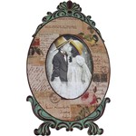 Porta-Retrato Oval Envelhecido (13x18) Verde/Bege - Oldway