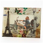 Porta Retrato Paris/New York Vidro 10x15cm