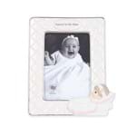Porta-Retrato Porcelana Batizado - Branco com Rosa - Modali