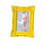 Porta Retrato Retrô de Plástico Amarelo Médio