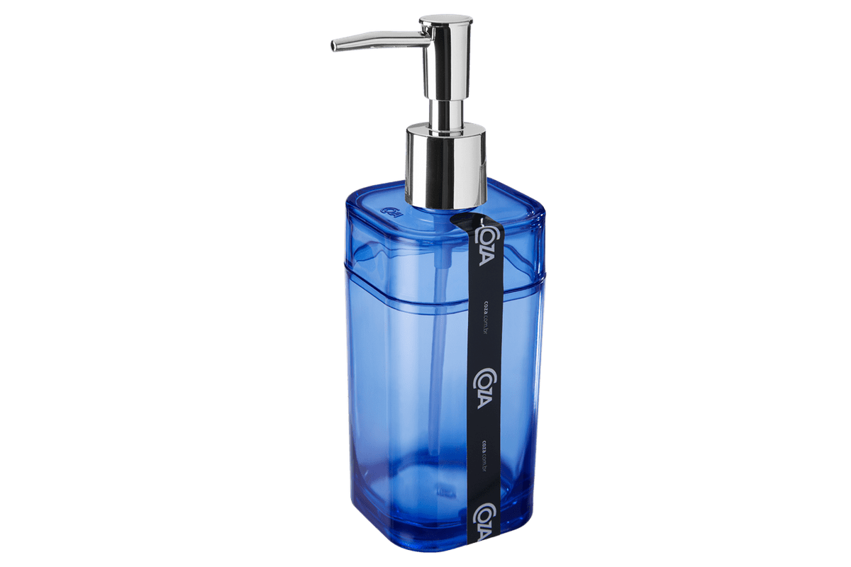 Porta-Sabonete Líquido - Splash 6,5 X 6,5 X 19,2 Cm 290 Ml Azul Coza