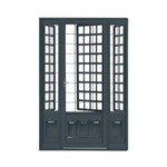 Porta Seteira Dupla de Aço com Postigo Romano e Grade Quadriculada 150x215x12 Lado Direito Crv