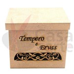 Porta Tempero Vazado Arabescos e Flor de Mdf Madeira Crua - Tamanho: 19 X 13 X 16 Cm