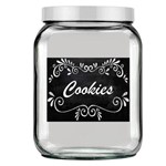 Pote de Vidro Quadrado Luxo Branco - Tag Cookies Preto