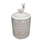 Potiche Decorativo Cerâmica Lhama Branco