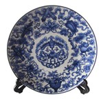Prato Decorativo em Porcelana Oriental Azul e Branco