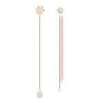 Precisely Pierced Earrings, White, Rose-gold Tone Plated