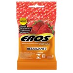 Preservativo Eros Retardante com Aroma Morango com 3 Unidades.
