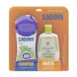 Protetor Solar Sundown Kids FPS 60 Loção com 120ml + Grátis Loção Antimosquito Johnson's Baby 130ml