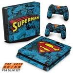 PS4 Slim Skin - Super Homem Superman Comics Adesivo Brilhoso