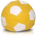 Puff Infantil Bola de Futebol em Courino - Amarelo e Branco - Stay Puff