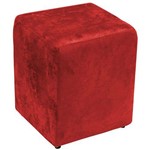 Puff Quadrado Vermelho Decorativo Suede Madeira Eucalipto Reforçado Estofado Espuma D23 - 42x32