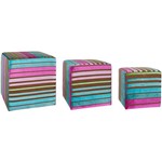 Puffs Trendy Stripes Veludo Colorido 3 Unidades - Urban