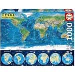Puzzle 1000 Peças Mapa-Mundi Físico Neon - Educa - Importado