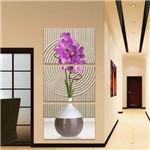 Quadro 120x60cm Vaso Flores Lilás Orquídeas Decorativo Interiores - Oppen House