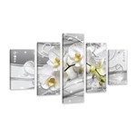 Quadro 65x125cm Abstrato Luxo Orquídeas Brancas Decorativo Interiores - Oppen House