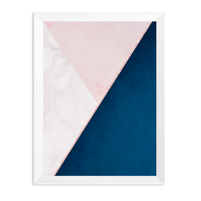 Quadro Abstrato Azul e Rosa - Branca Lisa 30x20 SV